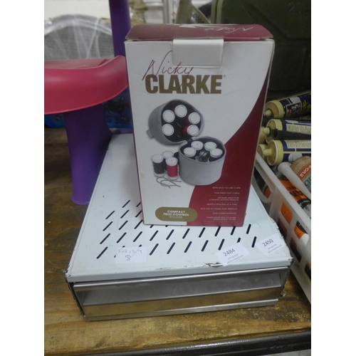 2484 - Nicky Clarke Fizz Control rollers - boxed and stainless steel drawer