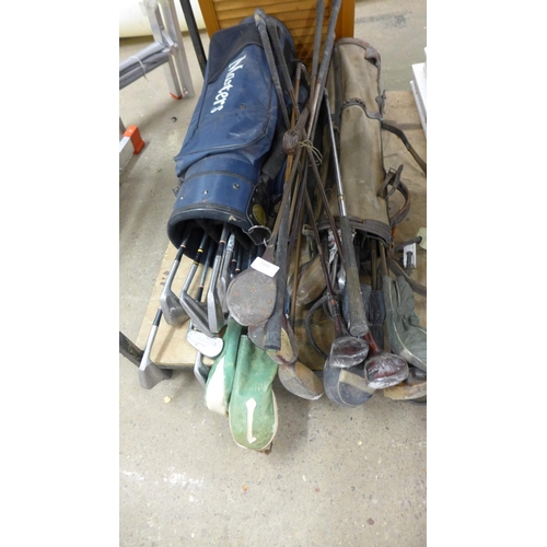 2494 - 2 bags plus some loose vintage and other golf clubs