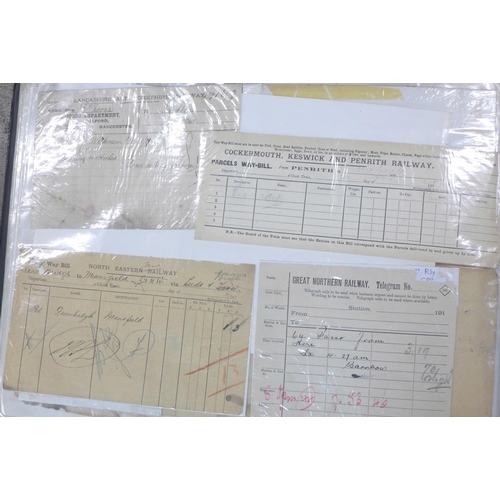 656 - A large quantity in three folders of railway ephemera and memorabilia comprising a file of approxima... 