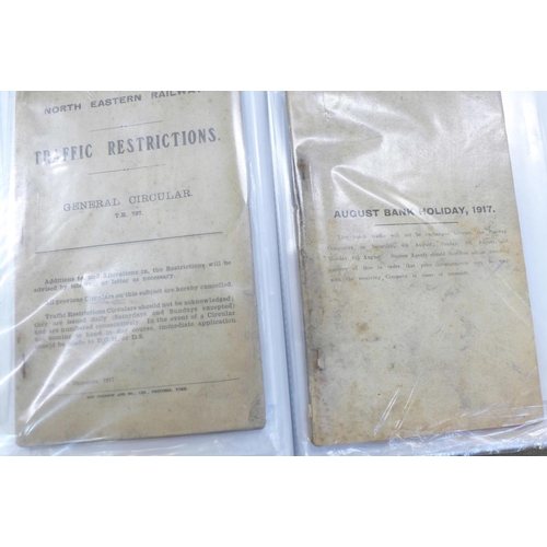 656 - A large quantity in three folders of railway ephemera and memorabilia comprising a file of approxima... 