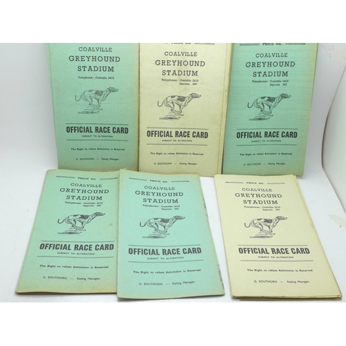 676 - 1960's Coalville Stadium greyhound racing race cards, some with results entered (30)