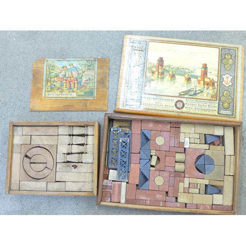 695 - Two block puzzle construction sets, by F.Ad. Richter & Cie. and Gothische Baukunst, in original boxe... 