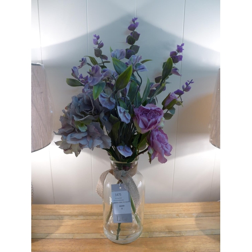 1466 - A lilac hydrangea and mixed flower display in a glass vase (58921909)   #