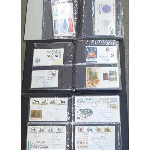 708 - Three albums of stamp first day covers including Concorde, approximately 200 in total