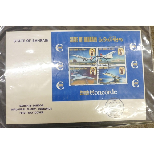 708 - Three albums of stamp first day covers including Concorde, approximately 200 in total