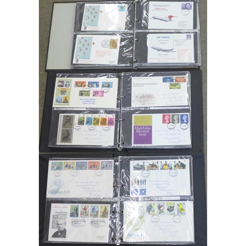 708 - Three albums of stamp first day covers including Concorde, approximately 200 in total