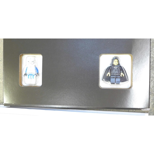 713 - Lego Star Wars dictionary sticker collection, table lamp, Jedi v Sith mini figures and other mini fi... 