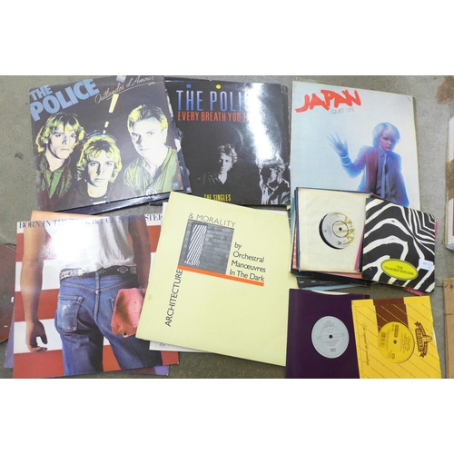 735 - A collection of LP and 45rpm records including The Police, Japan, OMD and Bruce Springsteen