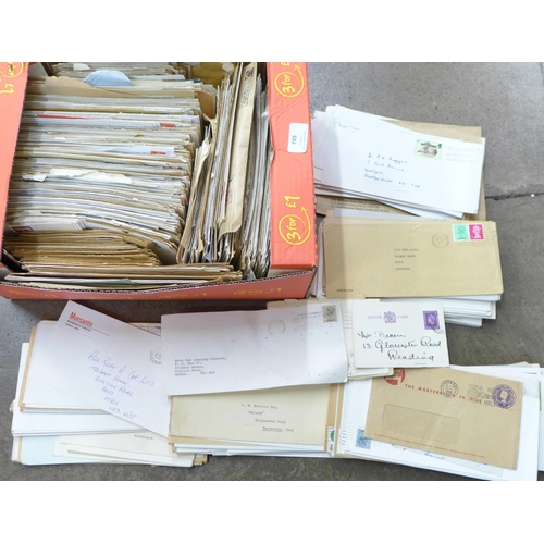 749 - A large collection of used, stamped and addressed envelopes