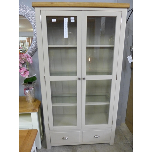 1529 - A stone glass two door, two drawer display cabinet (PGGDC-S) - boxed