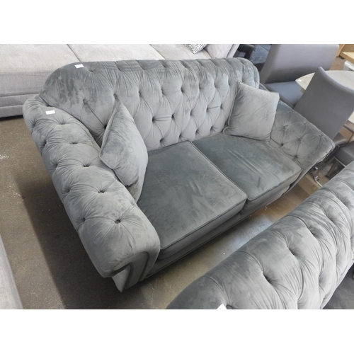 1615 - A Bordeaux two seater velvet, button back sofa (steel) RRP £691.66 + VAT (245649)  *This lot is subj... 