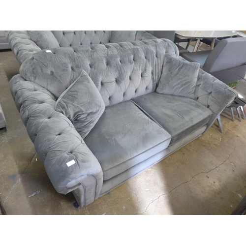 1616 - A Bordeaux two seater velvet, button back sofa (steel) RRP £691.66 + VAT (245649)  *This lot is subj... 