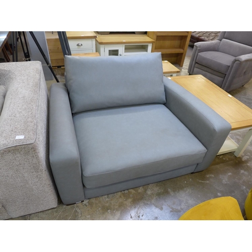 1626 - A grey faux leather love seat