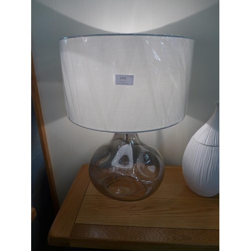 1431 - A smoked glass table lamp with shade (421050)   #