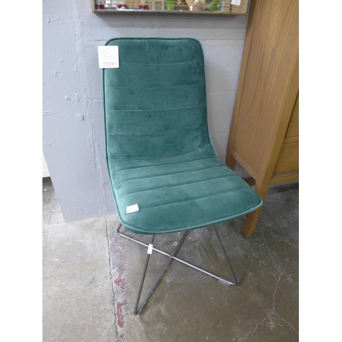 1577 - An emerald velvet and steel side chair