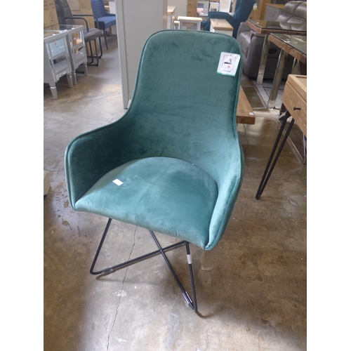 1764 - An emerald velvet and steel side chair