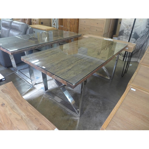 1779 - A 180cm Chennai dining table with glass top