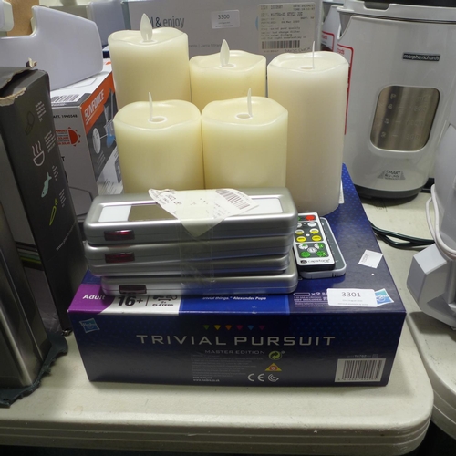 3301 - 2 X Capstone Led Accent Light, Mirage Led Candles 5Pk , Trivial Pursuit Master    * This Lot Is Subj... 