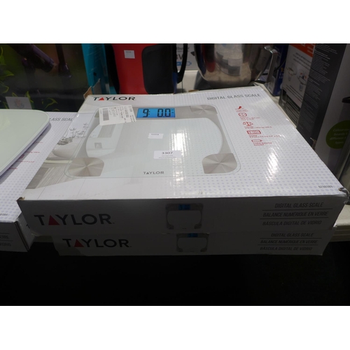 3307 - 2 X Taylor Glass Digi Scales   * This Lot Is Subject To Vat (Ajs6-163,164)
