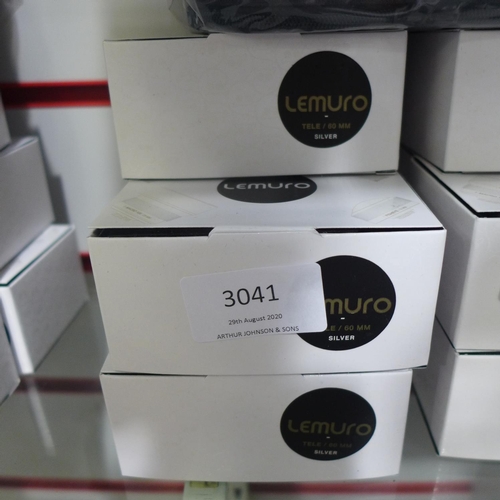 3041 - Five Lemuro Tele/60mm silver lenses with lens carry case