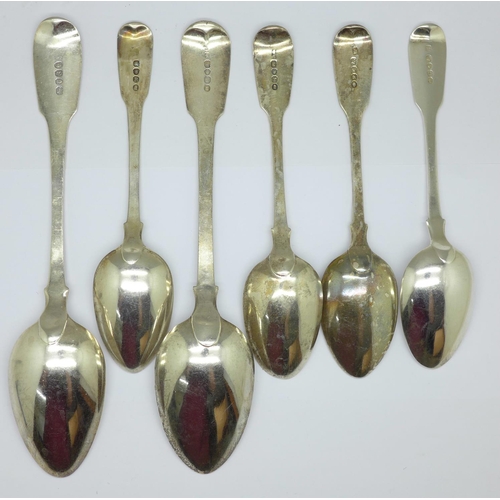 872 - A pair of Victorian silver ladles and six assorted silver spoons including Georgian, 430g