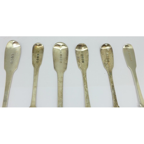 872 - A pair of Victorian silver ladles and six assorted silver spoons including Georgian, 430g