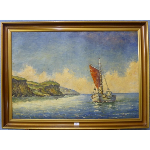 6 - * Wallstrom, coastal landscape, oil on canvas, 66 x 95cms, framed