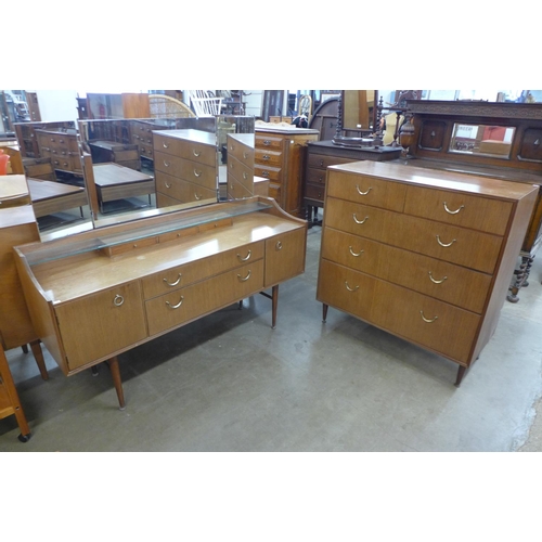 104 - A Meredew afromosia chest of drawers and mathing dressing table