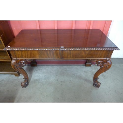 161 - A Victorian mahogany two drawer serving table, 95cms h, 161cms w,  73cms d