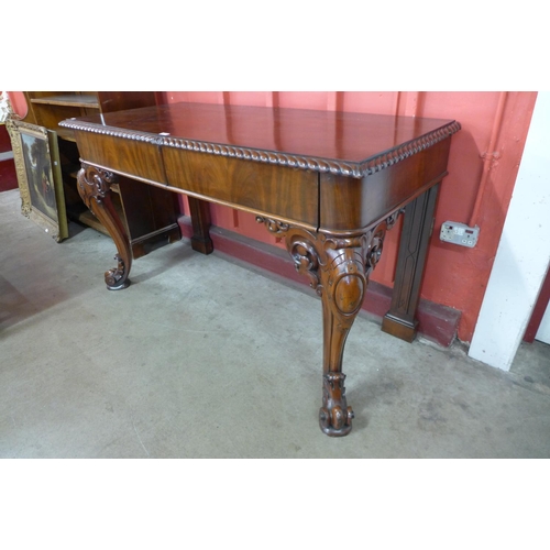 161 - A Victorian mahogany two drawer serving table, 95cms h, 161cms w,  73cms d