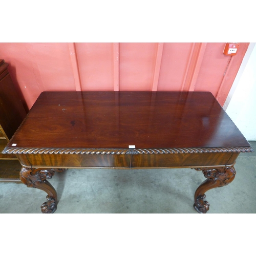 161 - A Victorian mahogany two drawer serving table, 95cms h, 161cms w,  73cms d