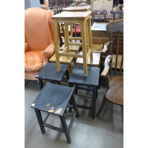 288 - Eight beech stools