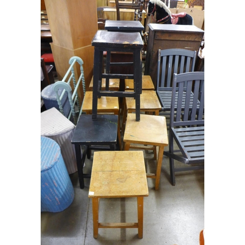 288 - Eight beech stools