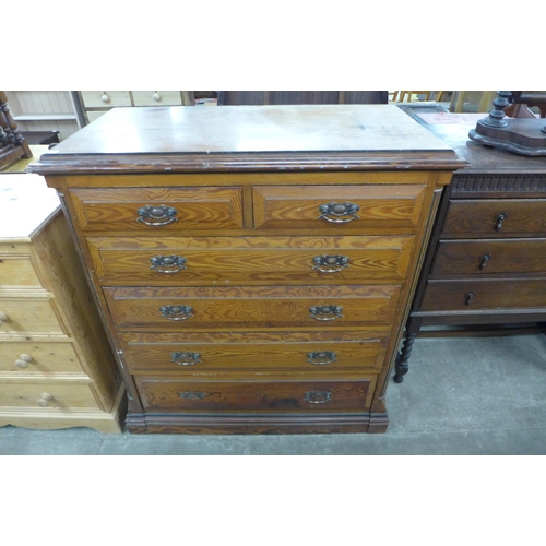 155 - A Victorian Aesthetic Movement pitch pine chest of drawers