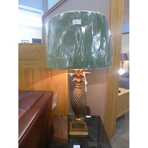 1305 - A gilt pineapple table lamp with artichoke green velvet shade (2023927)   #