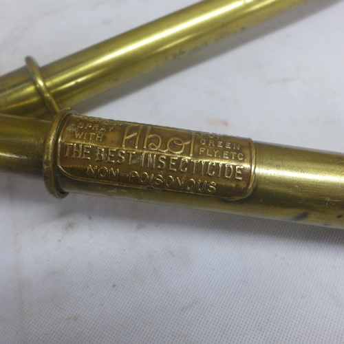 2139 - Vintage brass pump and Abol brass insecticide sprayer