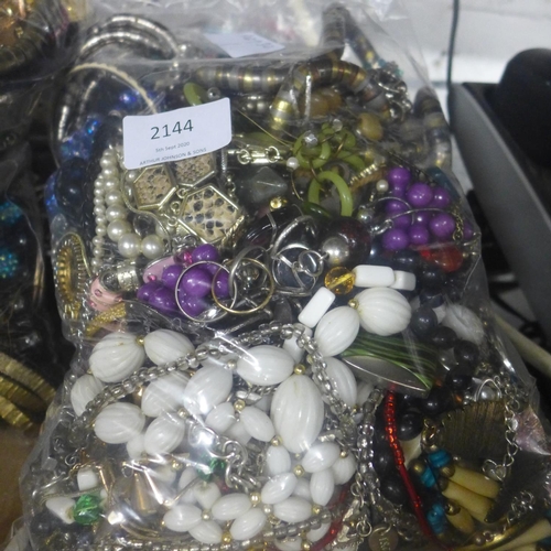 2144 - 2 Bags of costume jewellery