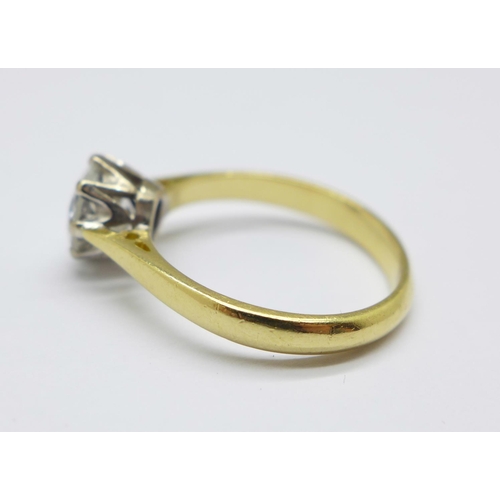 1008 - An 18ct gold, diamond solitaire ring, approximately 1.25carat diamond weight, 3.4g, M