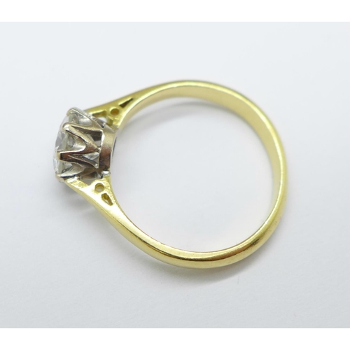 1008 - An 18ct gold, diamond solitaire ring, approximately 1.25carat diamond weight, 3.4g, M