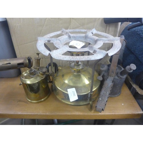 2191 - 2 Sievert blow lamps - brass & Buflam primer stove