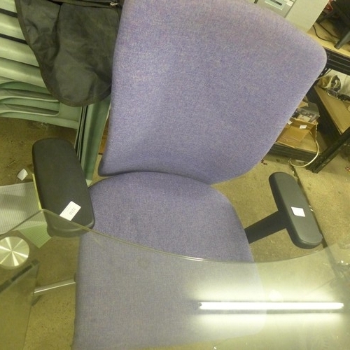 2210 - Chrome & purple fabric office chair