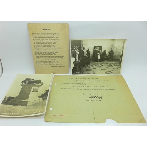 622 - A collection of German ephemera and photographs including a Third Reich Identification passbook