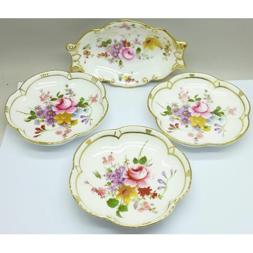 650 - Four Royal Crown Derby, Derby Posies dishes