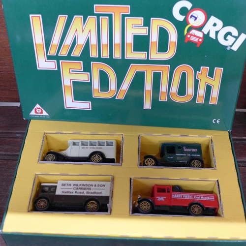 696 - A Corgi Limited Edition set, twelve Lledo vehicles and one other set of six vehicles