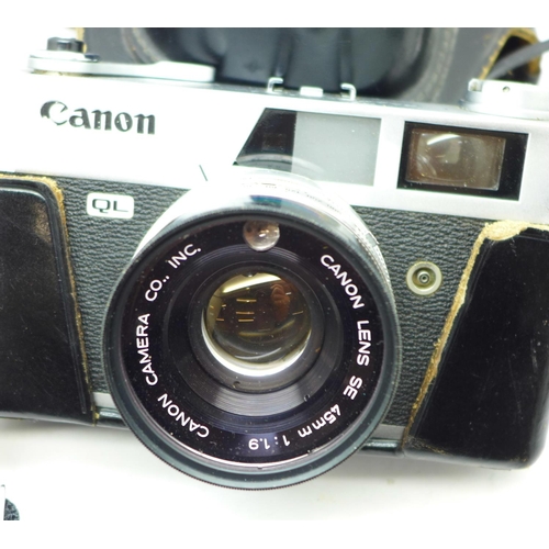 697 - Two cameras comprising Canon QL and Prontor