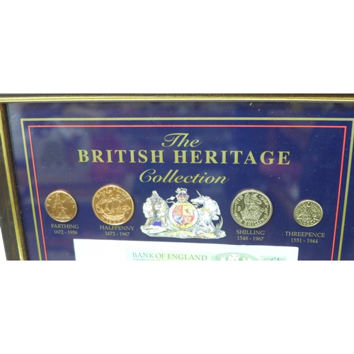 711 - A British Heritage Collection of banknotes and coins including a ten shilling and one pound note, fr... 