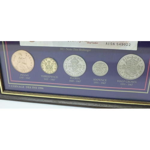 711 - A British Heritage Collection of banknotes and coins including a ten shilling and one pound note, fr... 