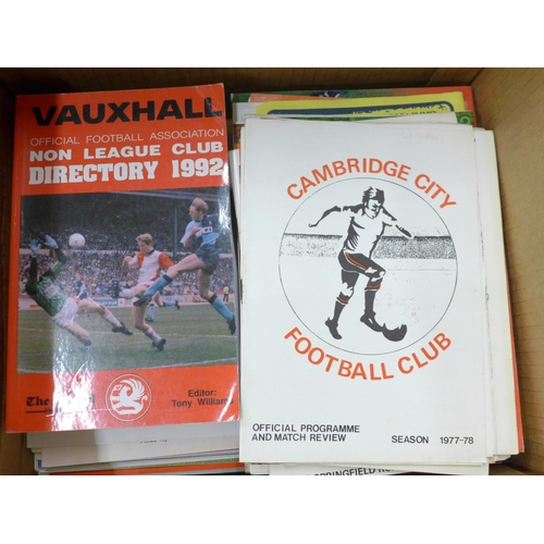 727 - Football programmes; box of books and programmes of non-league clubs, 1970's onwards