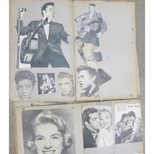 741 - Three scrap books containing newspaper cuttings from 1950's and 1960's including Elvis Presley, Clif... 