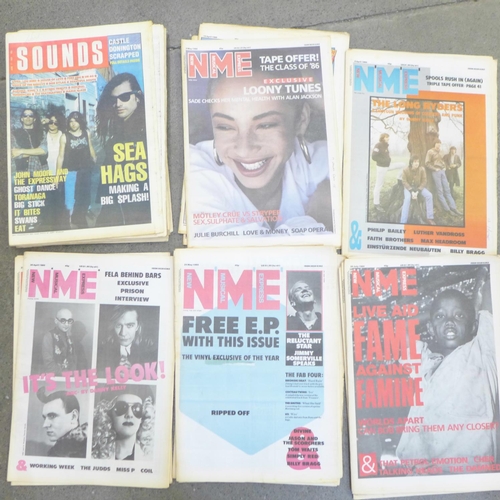 747 - 1980's music magazines, Sounds and NME, (63)